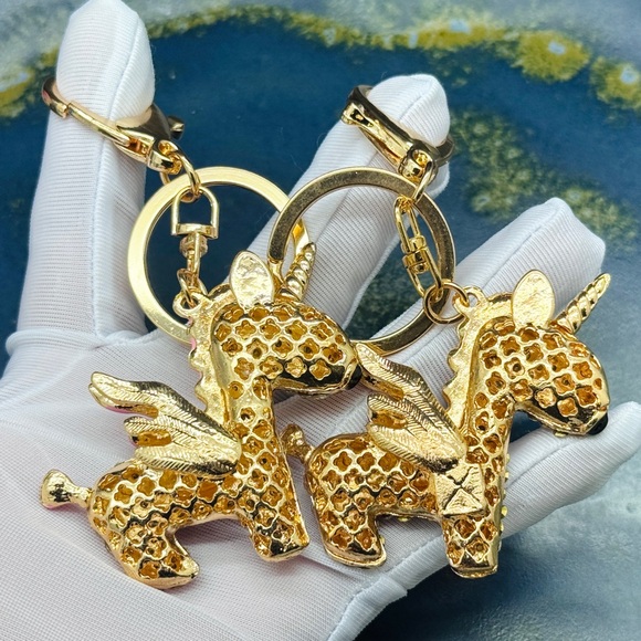 Unicorn Keychain Pink Rhinestone Unicorn Charm Bag Charm Keychain Horse Charm - Picture 7 of 9